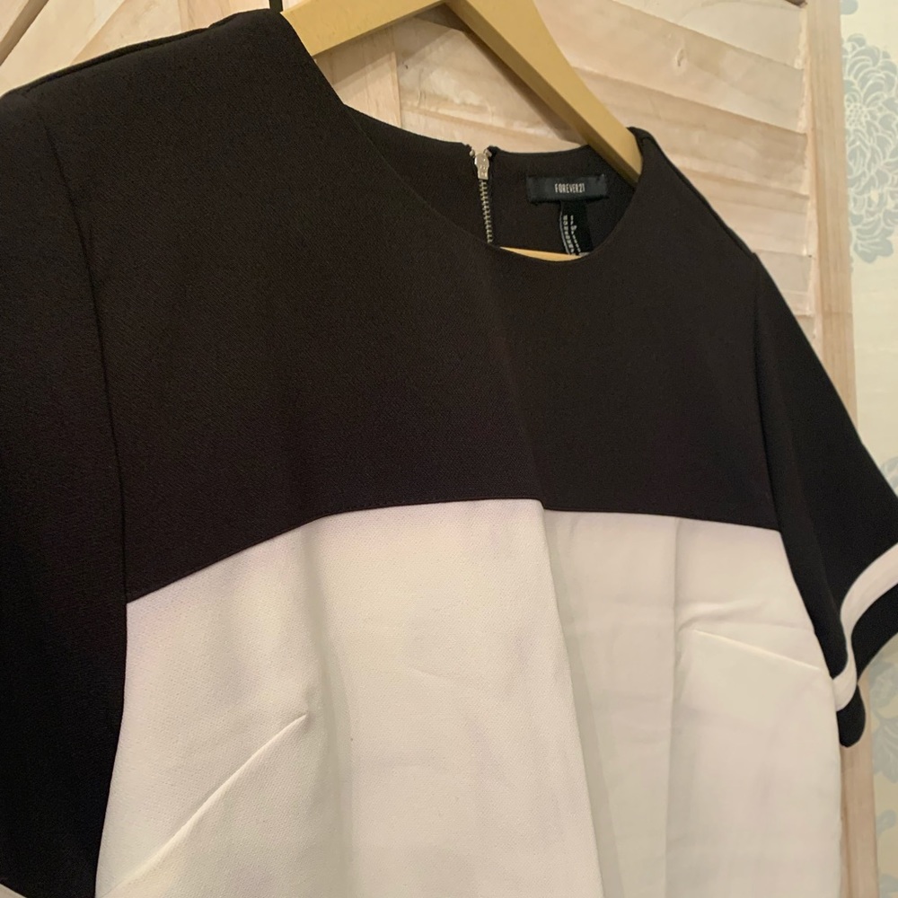 Black dress with white stripe